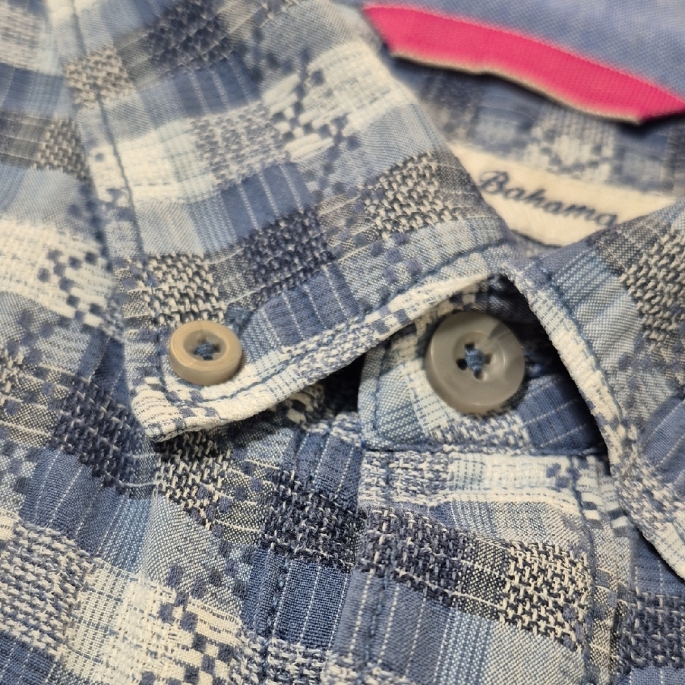 Tommy Bahama XXL Blue and White Casual Button Down Short Sleeve Shirt - Picture 12 of 15
